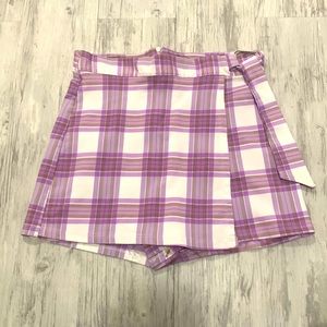 Altar’d State Skort | Pastel Purple Plaid Mini Skort | Size M